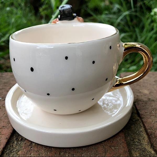 Magic Home Teddy Puantiyeli Damat Seramik Fincan Pembe/Mavi