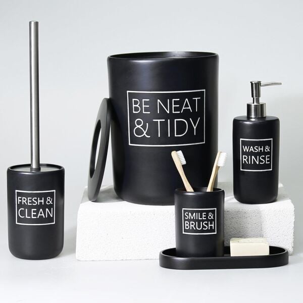 Selim Dekor Clemente Banyo Seti Siyah