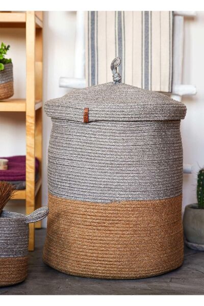 The Mia Jutte Çamaşır Sepeti Bambu Gri 50x40 cm