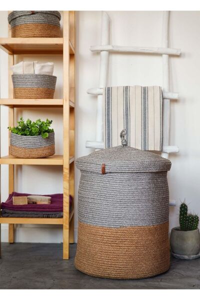 The Mia Jutte Çamaşır Sepeti Bambu Gri 50x40 cm