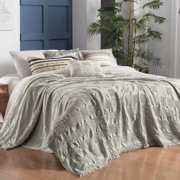 Sarev Nerha Yatak Örtüsü Çift Kişilik Beyaz