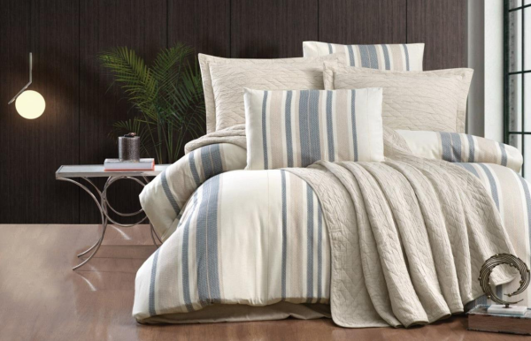 Zebra Casa Laden Yatak Örtüsü Seti Bej Zc02-7