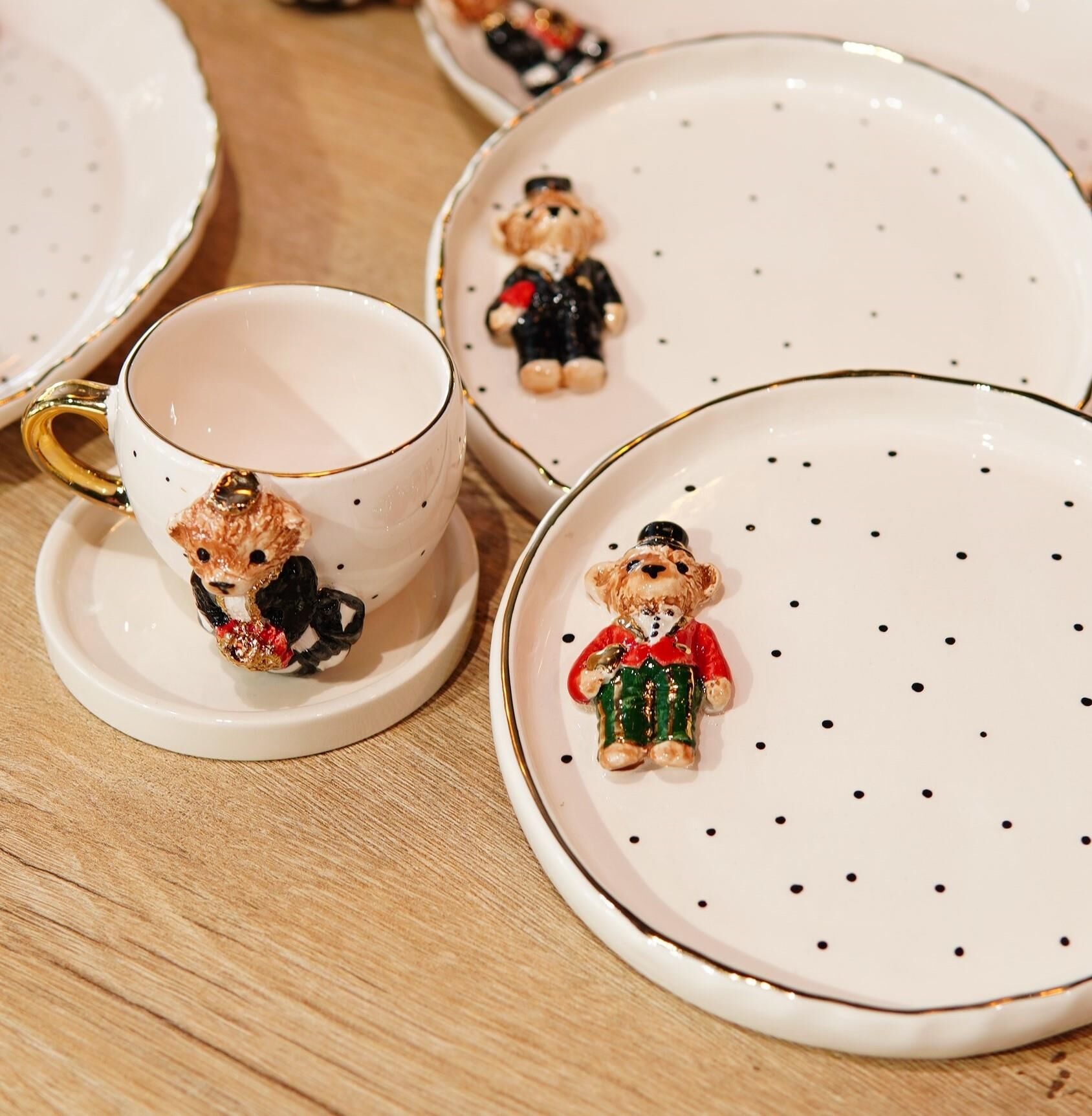 Magic Home Teddy Gelin Seramik Fincan Siyah