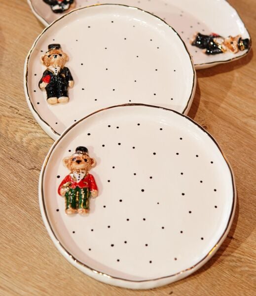 Magic Home Teddy Seramik Pasta Tabak Siyah