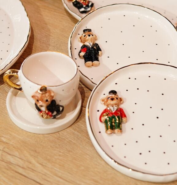 Magic Home Teddy Seramik Pasta Tabak Siyah