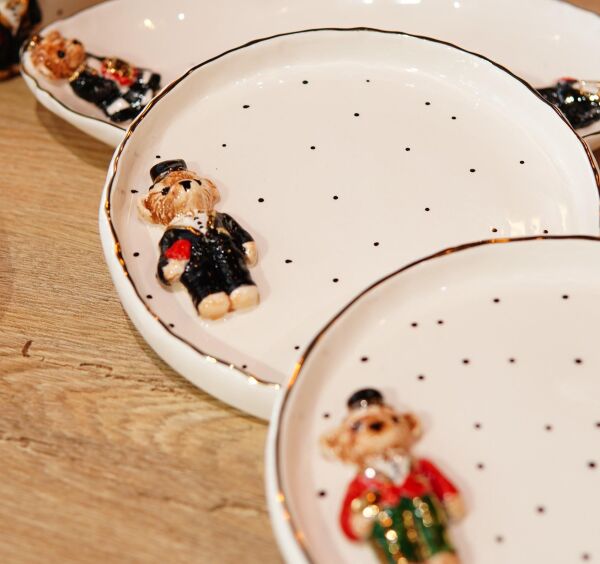Magic Home Teddy Seramik Pasta Tabak Siyah