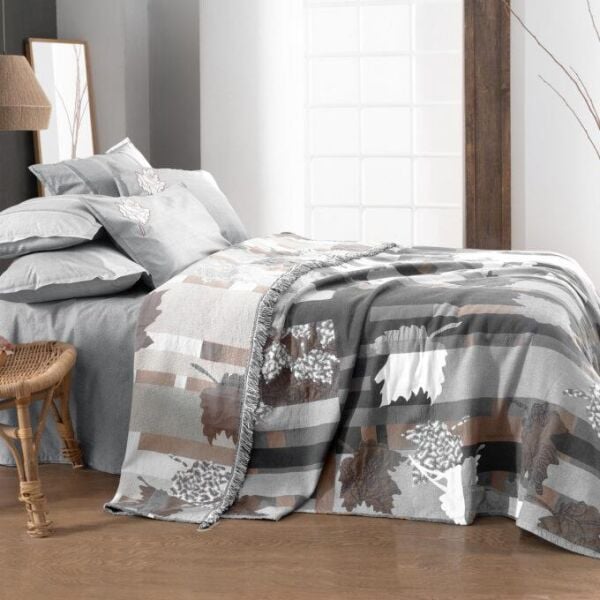 Sarev Carnala Pike Takımı Tek Kişilik 1 Yastık Gri