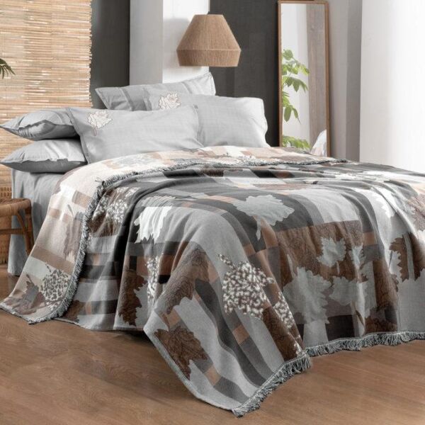 Sarev Carnala Pike Takımı Tek Kişilik 1 Yastık Gri