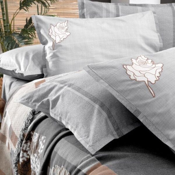 Sarev Carnala Pike Takımı Tek Kişilik 1 Yastık Gri