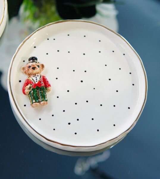 Magic Home Teddy Seramik Pasta Tabak Kırmızı