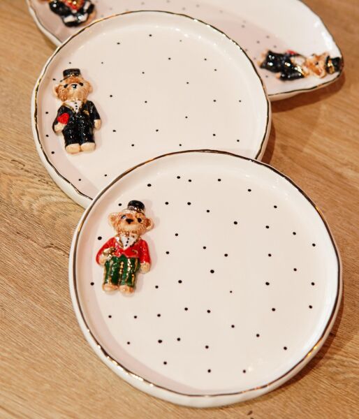 Magic Home Teddy Seramik Pasta Tabak Kırmızı