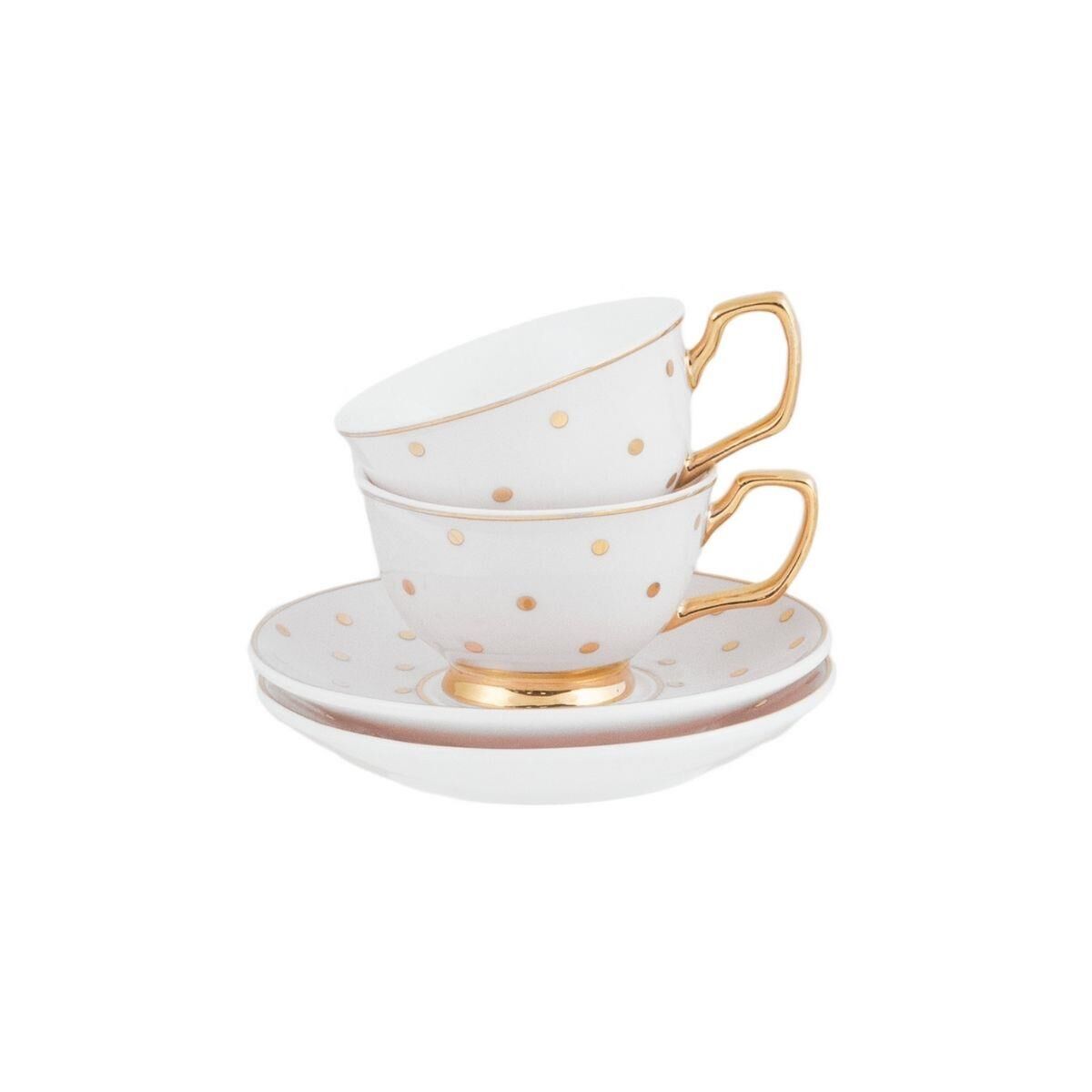 Cristina Re Ivory Polka Gold 2 li Kahve Fincanı