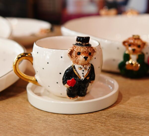 Magic Home Teddy Damat Seramik Fincan Siyah