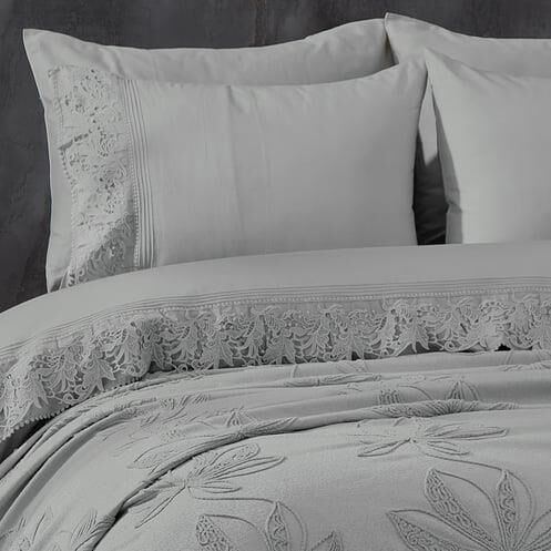 Nazik Home Manolya Nevresim Pike Set-Gri
