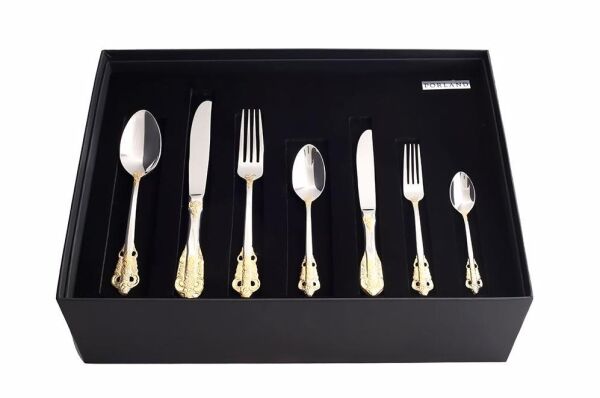 Porland Minori Altın Çatal Kaşık Bıçak Takımı 84 Parça