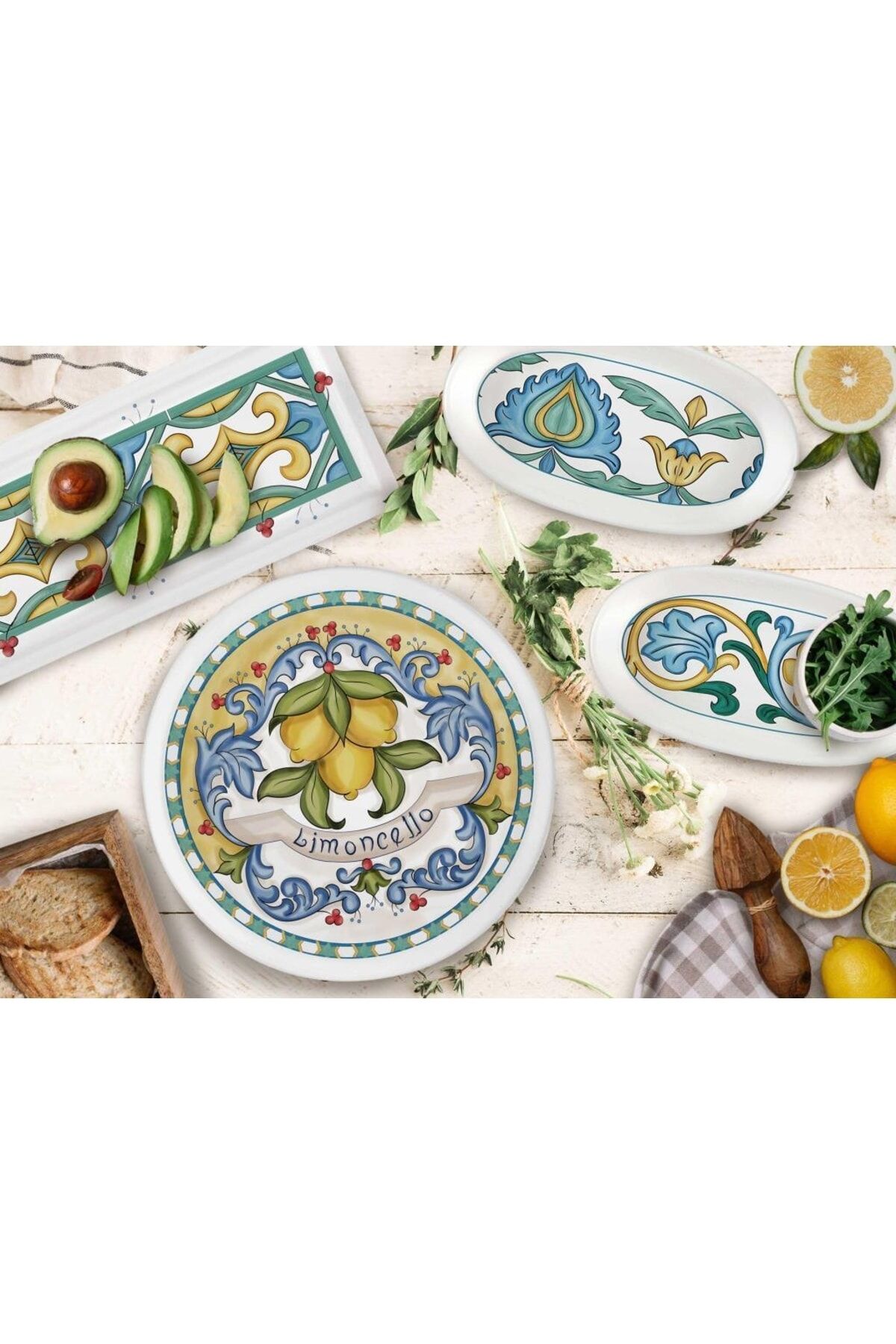 The Mia Limoncello Oval Servis 2'li Set Gri 26 cm