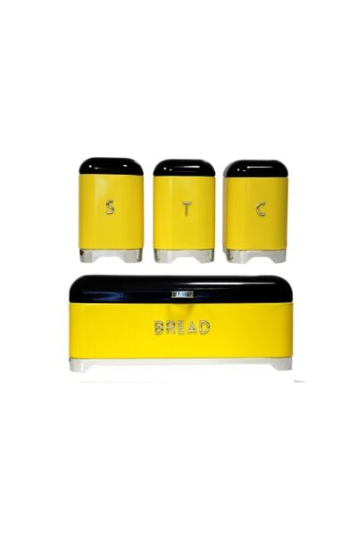 Lucky Art  Ava 4 Parca Ekmeklik Kavanoz Setı Sarı