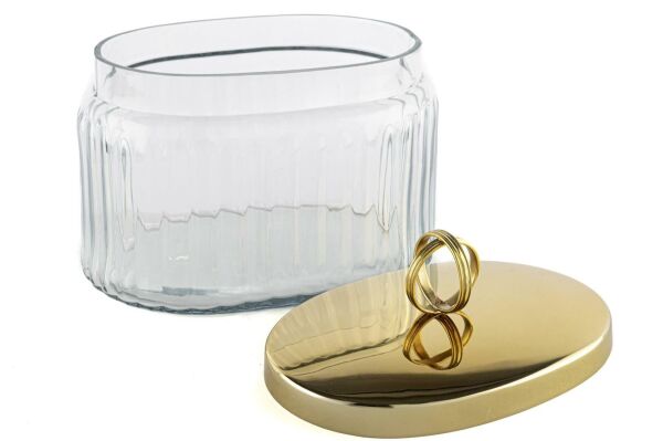 Mikasa Moor Gold Kapaklı Oval Cam Kavanoz 18x14x16cm