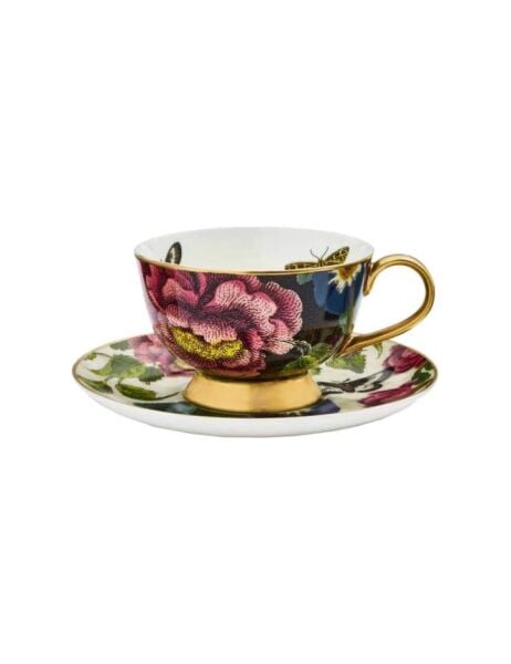 Spode Creatures Of Curiosity Çay Fincan+Tab Siyah&Krem