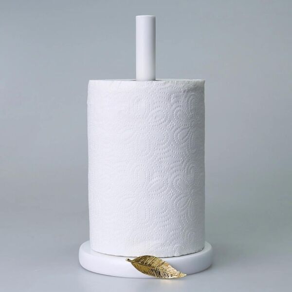 Selim Dekor Leaf Kağıt Havluluk Beyaz-Altın