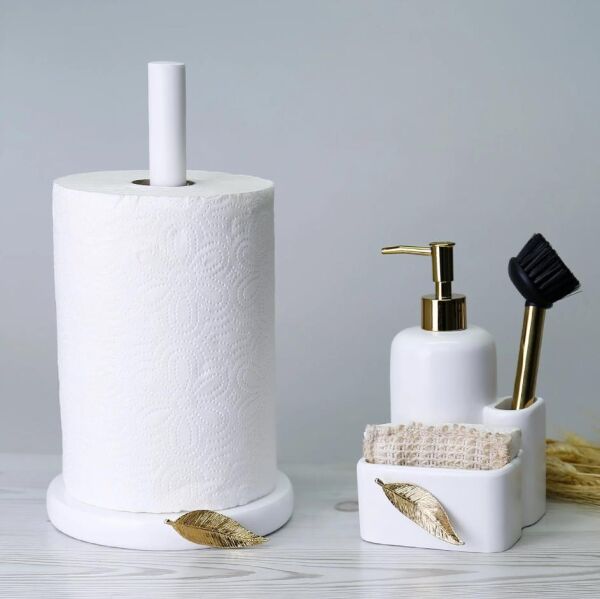 Selim Dekor Leaf Kağıt Havluluk Beyaz-Altın