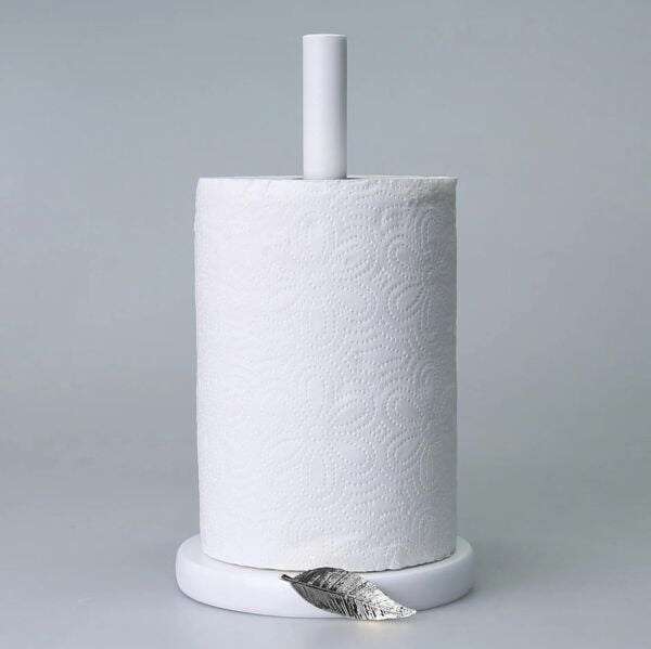 Selim Dekor Leaf Kağıt Havluluk Beyaz-Gümüş