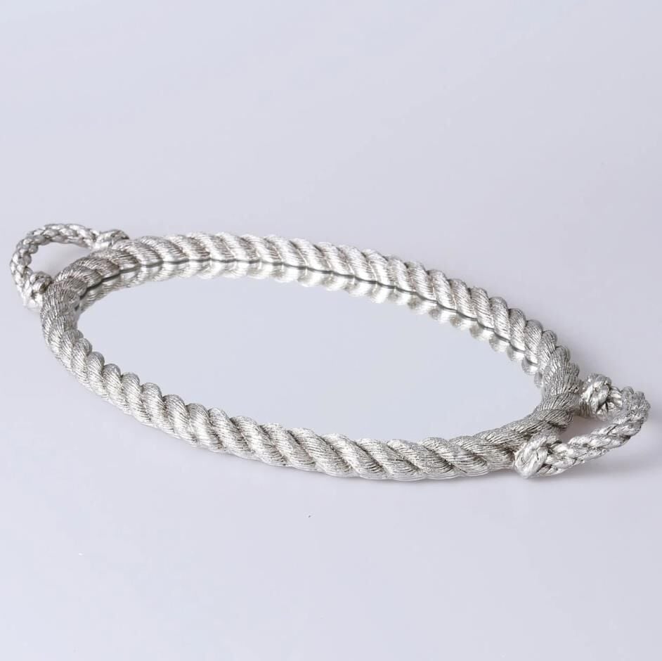 Selim Dekor Rope Aynalı Tepsi Gümüş