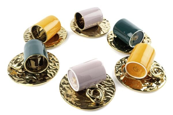 Mikasa Moor Lalin Gold 3 Renkli Asorti Gold 6'lı Kahve Finca