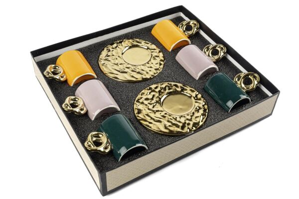 Mikasa Moor Lalin Gold 3 Renkli Asorti Gold 6'lı Kahve Finca