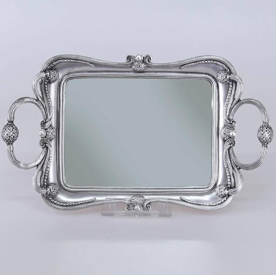 Selim Dekor Feryal Aynalı Tepsi Gümüş