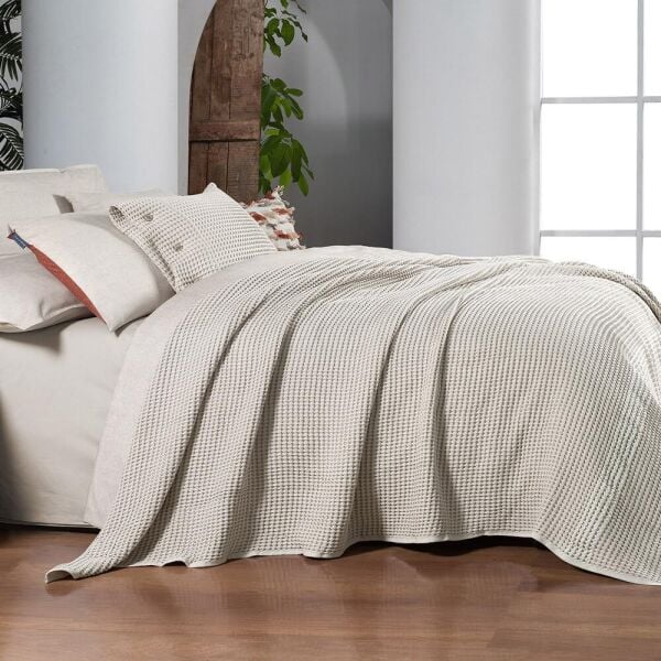 Sarev Polendia Yatak Örtüsü Çift Kişilik Bej