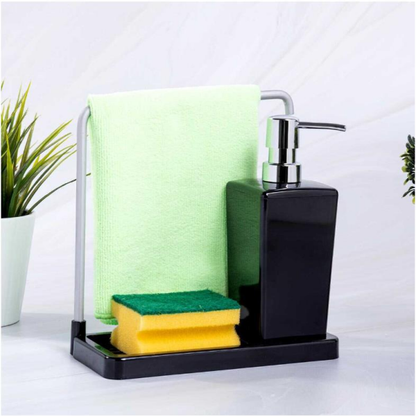 Primanova Luna Askılı Mutfak Sıvı Sabunluk Şeffaf Siyah