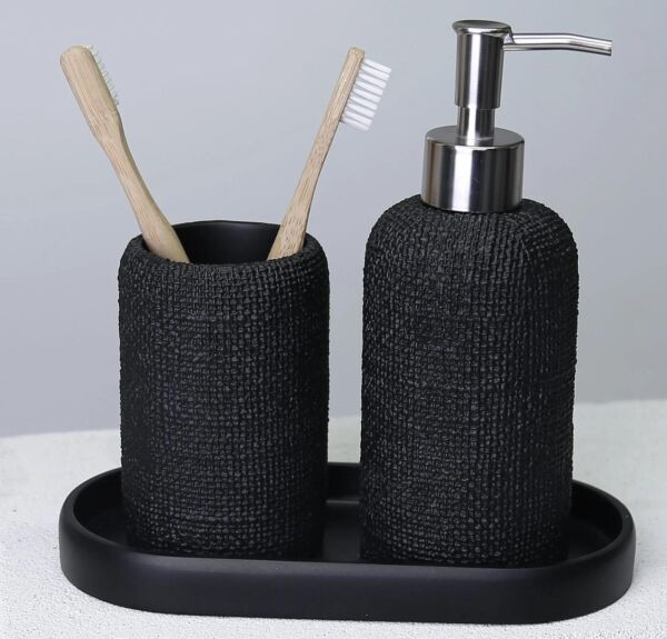 Selim Dekor Natural Banyo Seti Siyah
