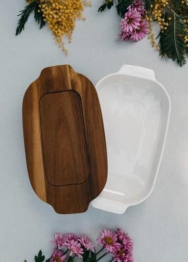 The Mia Woody Kapaklı Fırın Kabı 33x19 cm