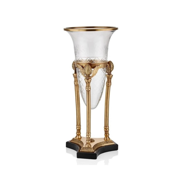 Lamedore Zeus Konik Camlı Brass Büyük Boy Vazo25.5x25.5x59.5 (1)