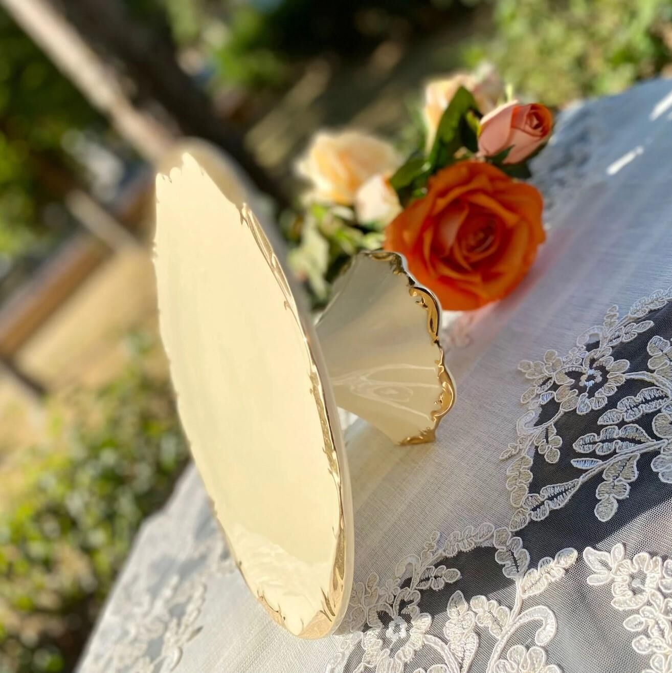 Wanelli 16103-11G Golden Rey 27 cm Ayaklı Pasta Tabak