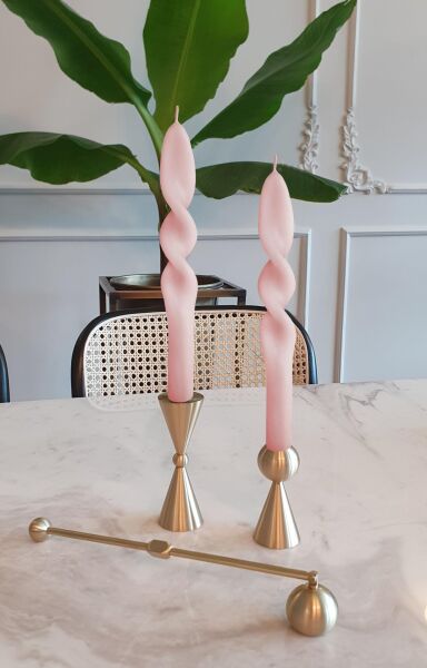 The Mia Burgu Şamdan Mumu 2'li Set 25 cm - Blush