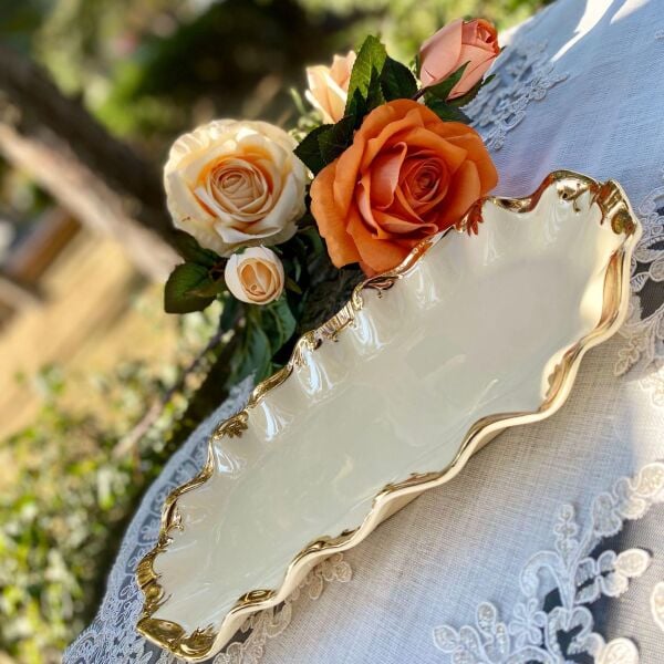 Wanelli 17717-G Golden Rey 38 cm Kayık Tabak