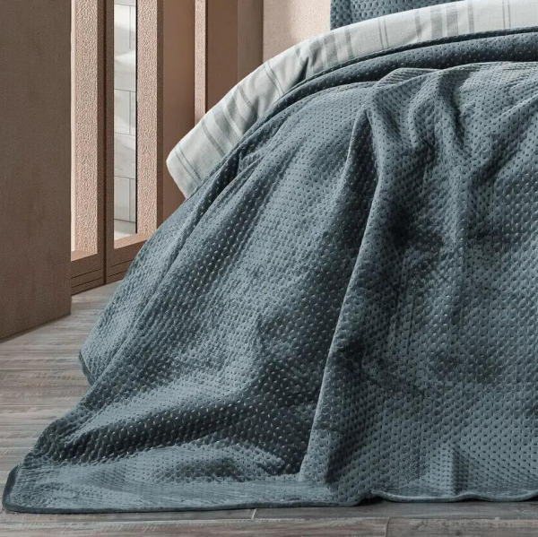 Zebra Casa Scala Yatak Örtüsü Petrol Çift Kişilik