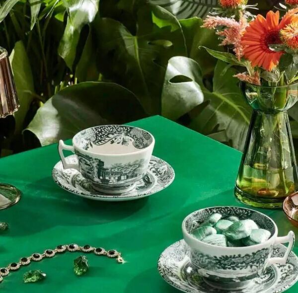 Spode Green Italıan Çay Fincan+Tabağı