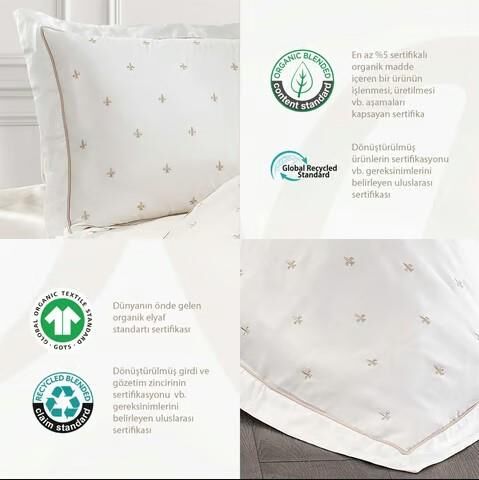 Nazik Home Hermes Pamuklu Nevresim Takımı Krem Çift Kişilik