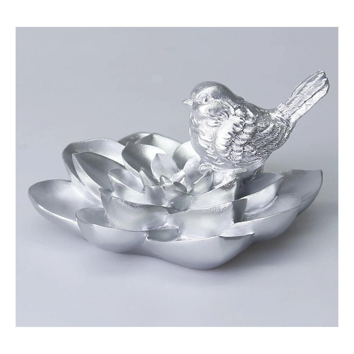 Selim Dekor Camellia  Kuşlu Aksesuar Gümüş