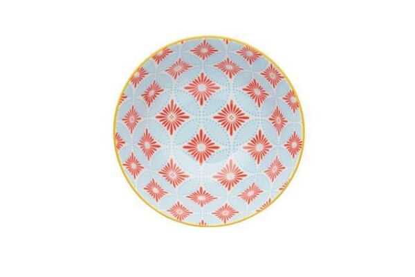 Mikasa Glazed Sırlı Seramik Kase Mavi Mozaik Desenli