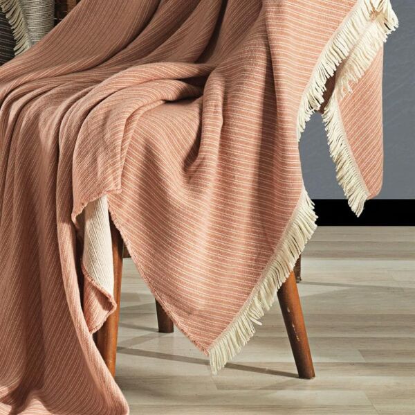 Nazik Home Volga Throw Battaniye Pudra 140x190