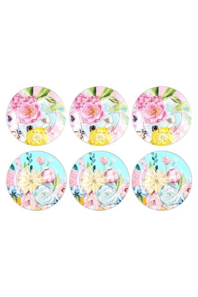 Lucky Art Peony Bone 6lı 20cm Servis Tabağı Seti