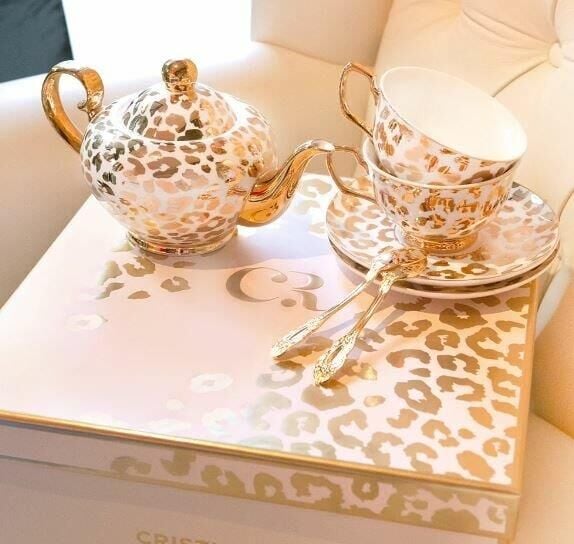 Cristina Re Luxury Louis Leopard Two Cup Teaset - Limited Edition