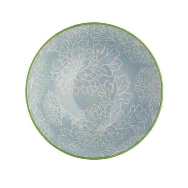 Mikasa Glazed Sırlı Seramik Gri Çiçek Desenli Kırmızı Kase
