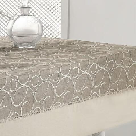 Nazik Home Glory Özel İşlemeli Keten Masa Örtüsü Bej 160X260