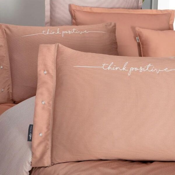 Sarev Adam Saten Nevresim Takımı Çift Kişilik 4 Yastık-Somon