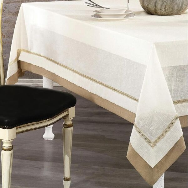 Nazik Home Latina Masa Örtüsü Bej 160X260